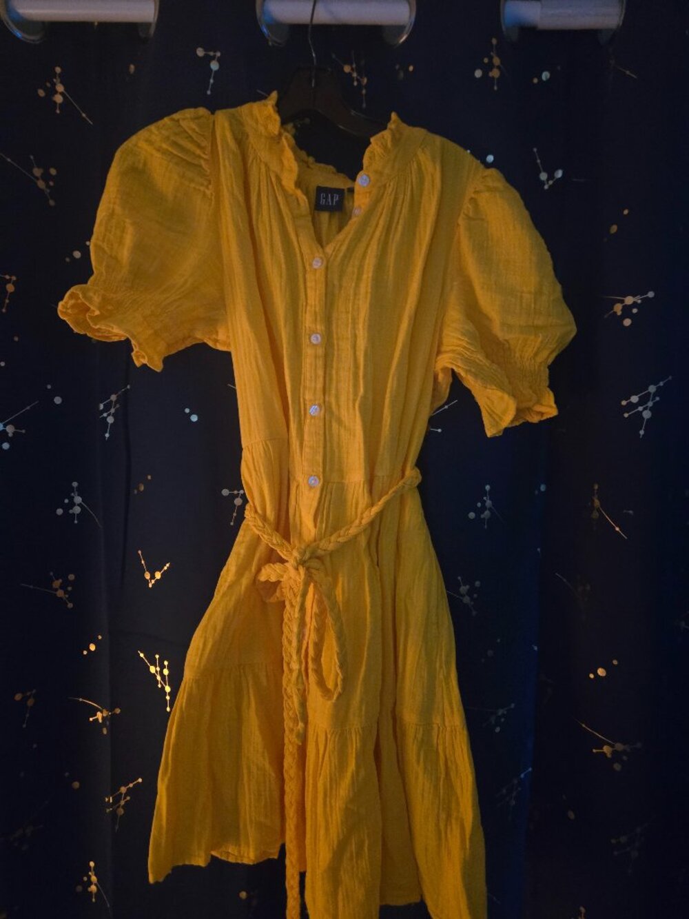 NWT GAP Belted Short-sleeve Crinkle Gauze Shirtdress Women's large